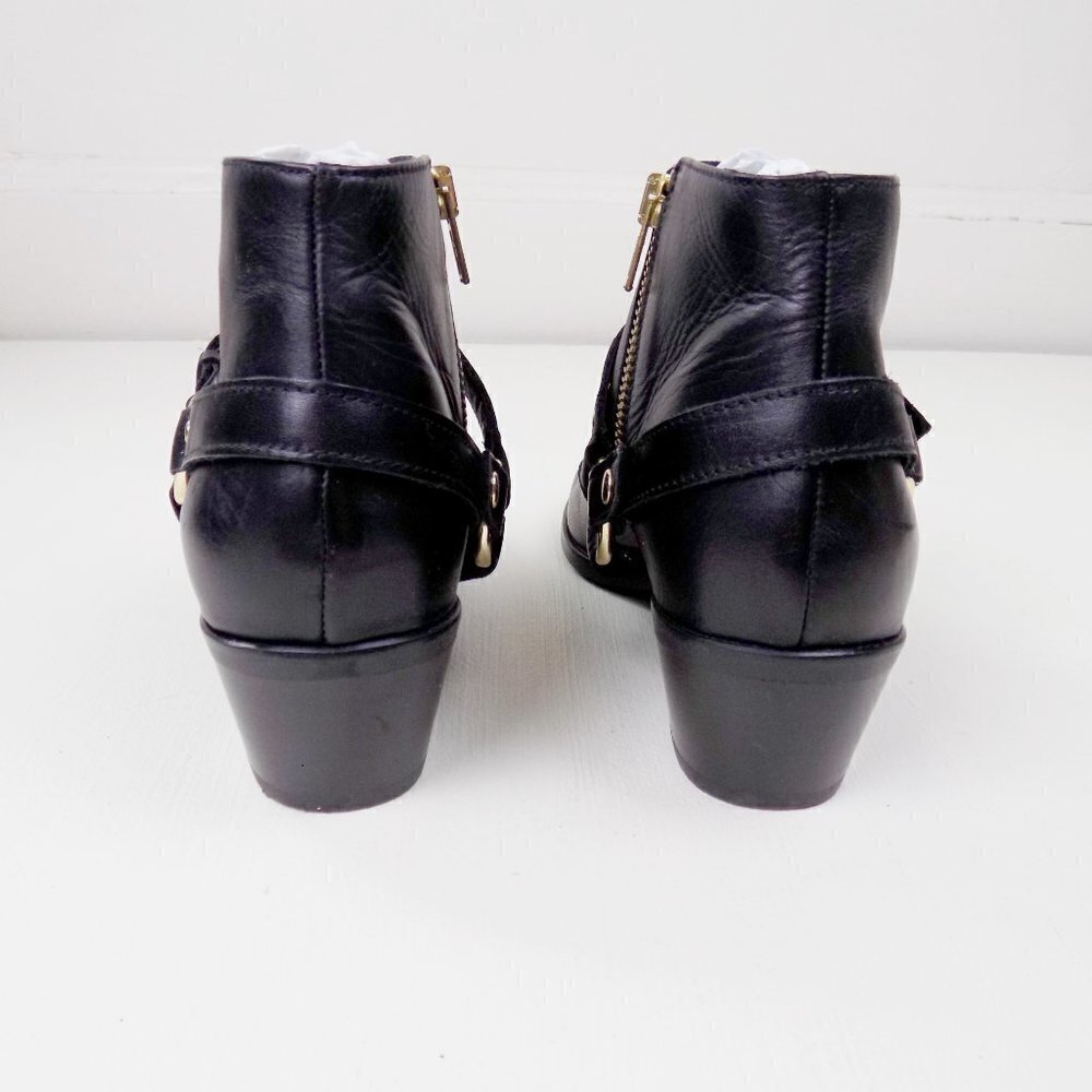 new! J. crew ankle booties leather moto zip up gold hardware straps buckle - Picture 5 of 10